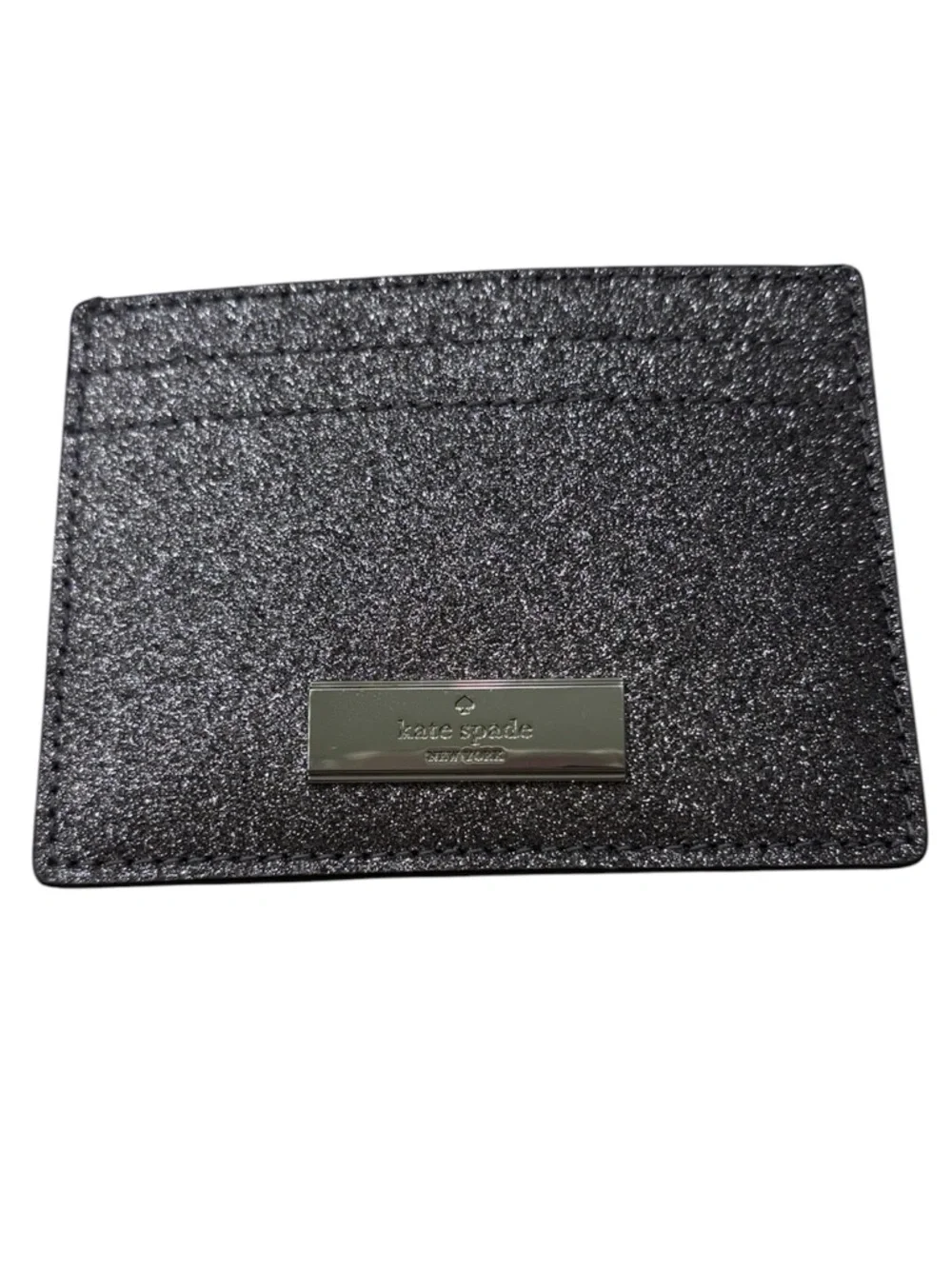 kate spade Kenzie slim silver glitter card holder NWT in box - Picture 2 of 4